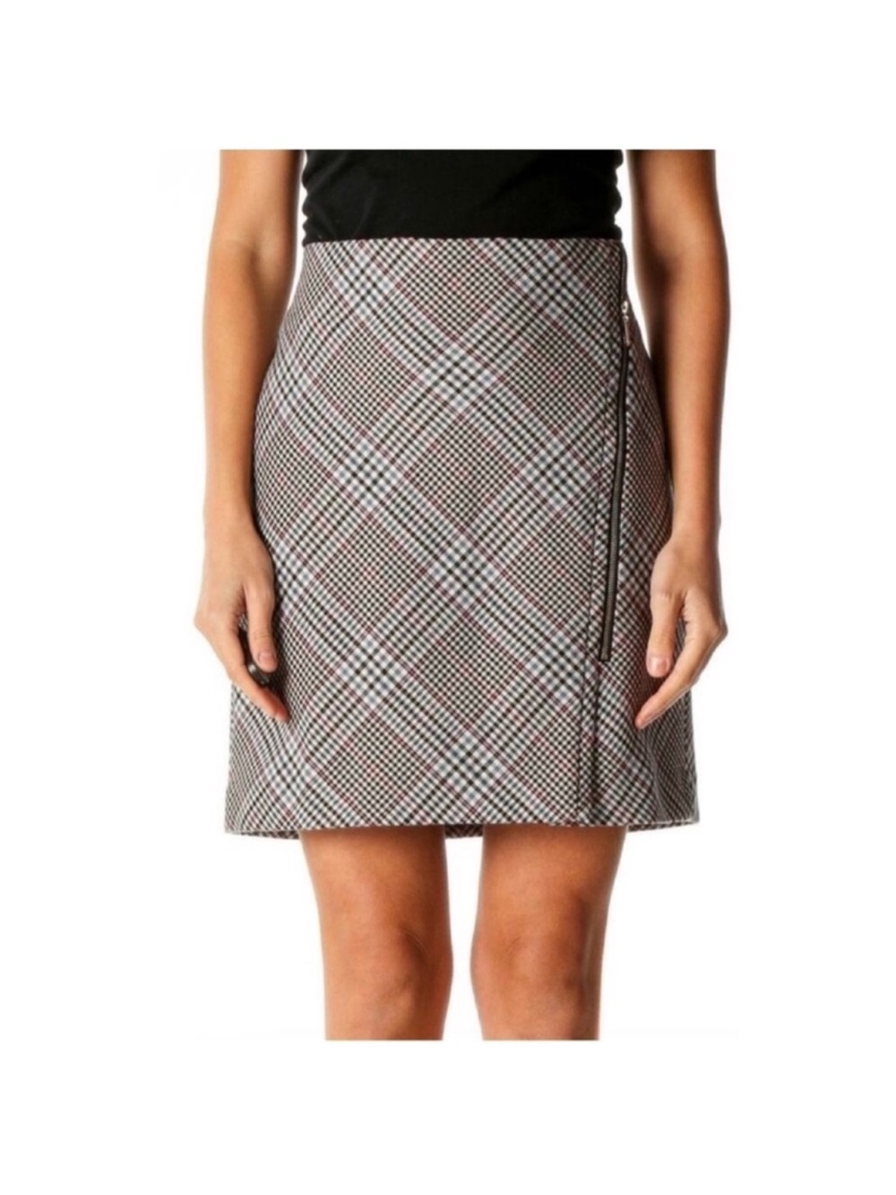 WHITE HOUSE BLACK MARKET Houndstooth Plaid Check Winter/Fall Skirt Sz 12 Winter